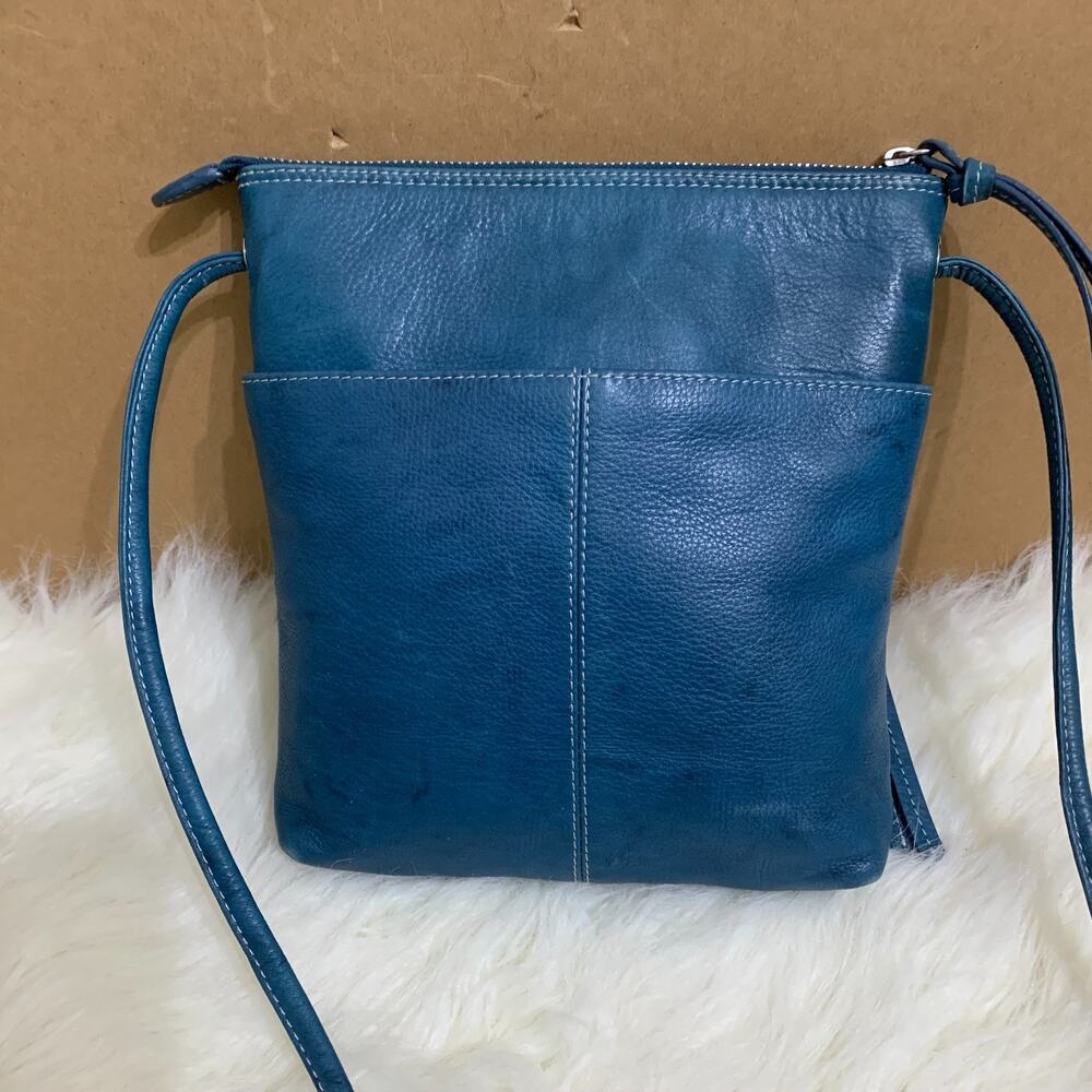 ILI Turquoise Blue Leather Slim File Messenger Crossbody Bag I.L.I. New York